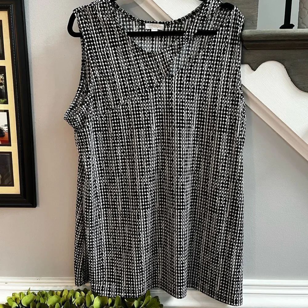 14th & Union Black Print Sleeveless Shoulder Cut Out Tunic sz 3X NWT